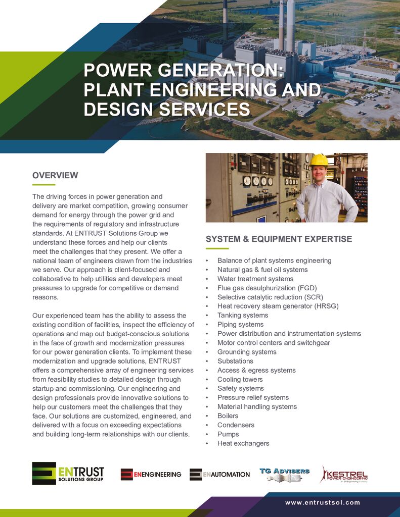 Power Generation: Plant Engineering and Design Services